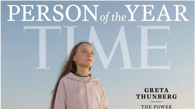 Bức ảnh Greta Thunberg được đăng trên bìa của tạp chí Time với dòng chữ “Sức mạnh của tuổi trẻ” (Ảnh: Time)