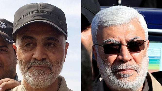 Thiếu tướng Qasem Soleimani của Iran và chỉ huy dân quân Abu Mahdi al-Muhandis của Iraq tử nạn sau đòn không kích nghi do Mỹ thực hiện (Ảnh: Reuters)