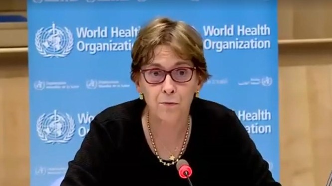 Tiến sĩ Mariangela Simao trong cuộc họp báo của WHO ngày 25/6. Ảnh: WHO.