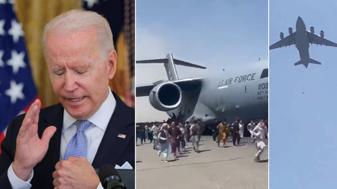 Tổng thống Joe Biden nói gì về những hình ảnh đáng sợ ở sân bay thủ đô Kabul, Afghanistan? (Ảnh: RT)