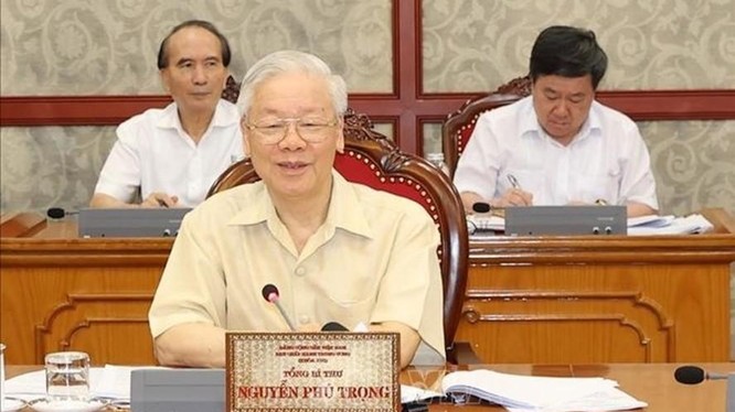 Tổng Bí thư Nguyễn Phú Trọng phát biểu tại cuộc họp. Ảnh: TTXVN.
