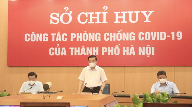 Chủ tịch UBND TP. Hà Nội - phát biểu trong cuộc họp Sở chỉ huy công tác phòng, chống dịch COVID-19 của TP. Hà Nội với các sở, ngành, quận, huyện (Ảnh - Phú Khánh)