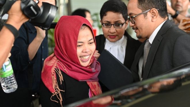 Bà Siti Aisyah, nghi phạm vừa được trả tự do. Ảnh: AFP.