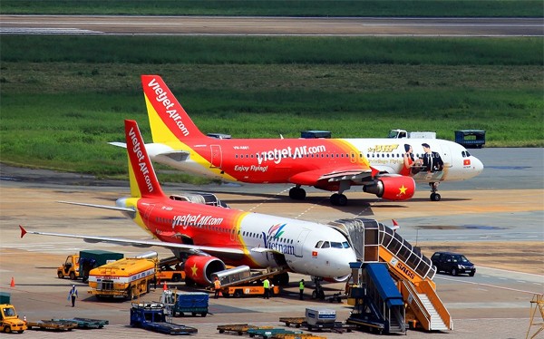 Máy bay của hãng VietJet ở sân bay Nội Bài (ảnh minh họa).