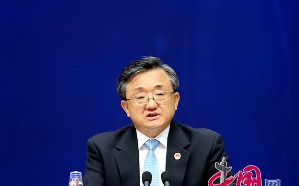Thứ trưởng Ngoại giao Trung Quốc Lưu Chấn Dân tham gia cuộc họp báo sáng nay. Ảnh: China.com.cn.