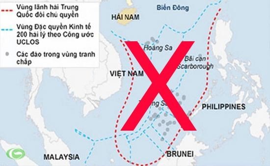 Tuyên bố chủ quyền phi pháp "đường lưỡi bò" do Trung Quốc tự ý vẽ, đòi hỏi với phần lớn diện tích Biển Đông đã bị Tòa trọng tài thường trực quốc tế bác bỏ ngày 12/7/2016.