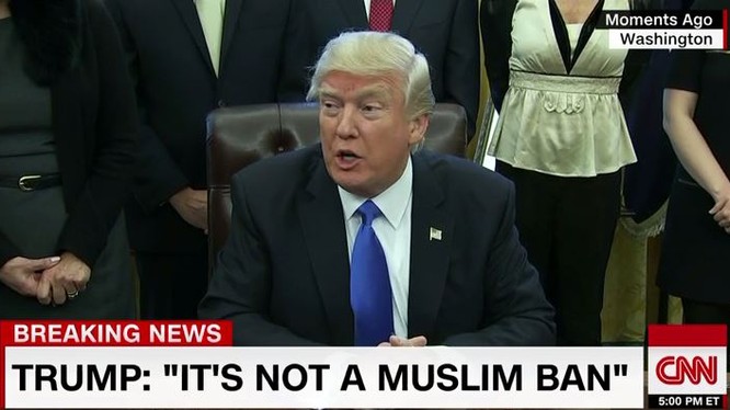 Trong một tuyên bố gần đây nhất của mình, Tổng thống Mỹ Donald Trump đã lên tiếng biện hộ cho quyết định của mình, ông nói rằng lệnh cấm này nhằm vào người tị nạn chứ không nhằm vào thế giới đạo Hồi.