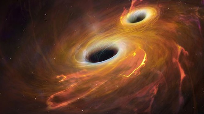  2 hố đen vũ trụ sáp nhập tạo ánh sáng mạnh gấp 1.000 tỷ lần mặt trời. Ảnh: Internet
