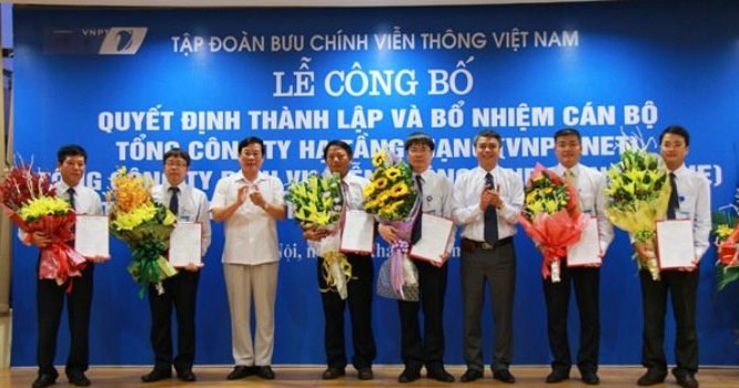 Lễ công bố thành lập 3 Tổng công ty của VNPT. Ảnh: VGP.