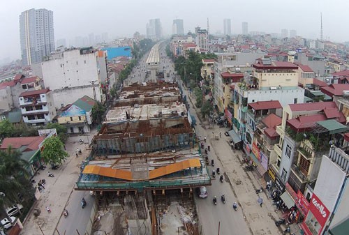 Khu vực thi công nhà ga Hà Đông thuộc tuyến Cát Linh - Hà Đông. 