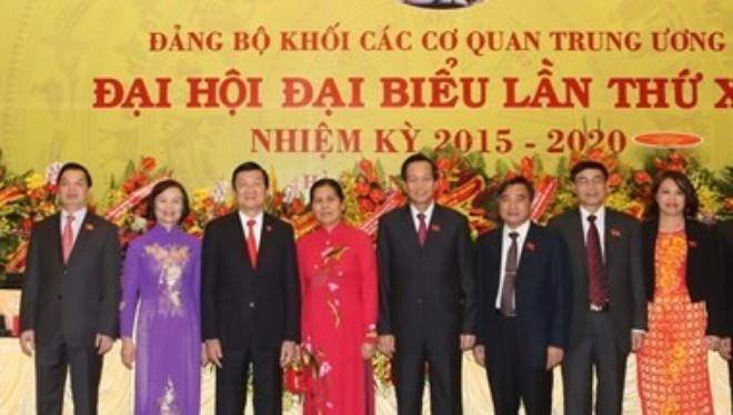 Chủ tịch nước Trương Tấn Sang với các đại biểu dự Đại hội. (Ảnh: Nguyễn Khang/TTXVN)