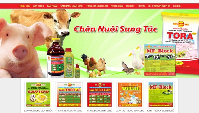 Các sản phẩm của Công ty thuốc thú y SAFA-VEDIC - Ảnh: chụp từ website