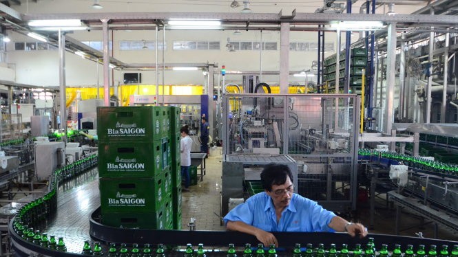 Một góc dây chuyền sản xuất Nhà máy bia Sài Gòn - Ảnh: Thanh Tùng