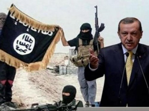 Ảnh ghép của báo chí phương Tây về việc gia đình Erdogan bắt tay với IS