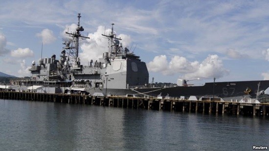 Tàu Mỹ USS Shiloh đóng tại căn cứ hải quân vịnh Subic, phía Bắc thủ đô Manila, Philippines. Ảnh: Reuters