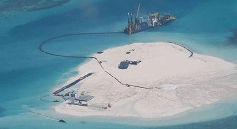 Trung Quốc thực hiện các hoạt động cải tạo trái phép tại bãi Gạc Ma thuộc quần đảo Trường Sa của Việt Nam. Ảnh: SCMP