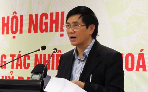 TS. Nguyễn Văn Hiện phát biểu tại hội nghị tổng kết công tác của Ủy ban Tư pháp nhiệm kỳ Quốc hội khóa XIII (2011 – 2016) tổ chức tại Đà Nẵng ngày 3/3 (Ảnh: HC)