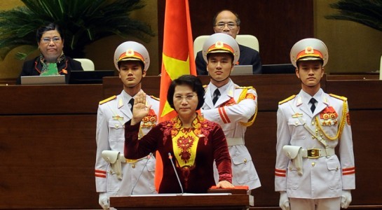 Bà Nguyễn Thị Kim Ngân tuyên thệ khi nhậm chức. Ảnh: Giang Huy.