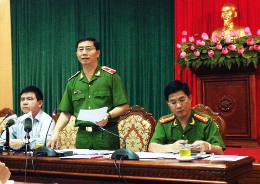 Thiếu tướng Hoàng Quốc Định, Giám đốc Cảnh sát PCCC Hà Nội thông tin tại buổi giao ban báo chí chiều 12.4.