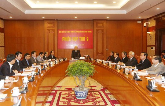 Tổng Bí thư Nguyễn Phú Trọng chủ trì cuộc họp của Ban Chỉ đạo Trung ương về phòng, chống tham nhũng vào tháng 12-2015