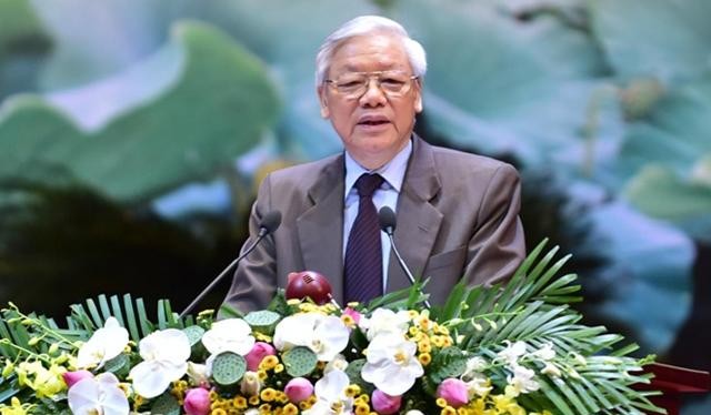 Tổng Bí thư Nguyễn Phú Trọng phát biểu khai mạc hội nghị (Ảnh: N.B)