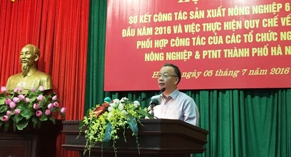 Phó chủ tịch UBND TP Hà Nội Nguyễn Văn Sửu phát biểu tại hội nghị ngày 5/7. Ảnh: hanoi.gov.vn