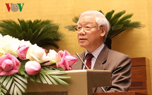 Tổng Bí thư Nguyễn Phú Trọng phát biểu tại Hội nghị (Ảnh: Lê Tuyết)