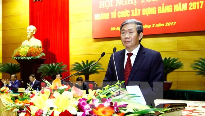 Ông Đinh Thế Huynh, Ủy viên Bộ Chính trị, Thường trực Ban Bí thư phát tại hội nghị. (Ảnh: An Đăng/TTXVN)