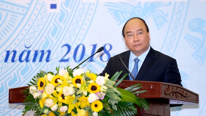 Thủ tướng Nguyễn Xuân Phúc phát biểu tại Hội nghị tổng kết công tác năm 2017 và triển khai nhiệm vụ 2018 của Bộ Kế hoạch và Đầu tư. Nguồn: VGP 