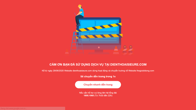 Website của Điện Thoại Siêu Rẻ thông báo sẽ ngừng hoạt động từ ngày 29/6