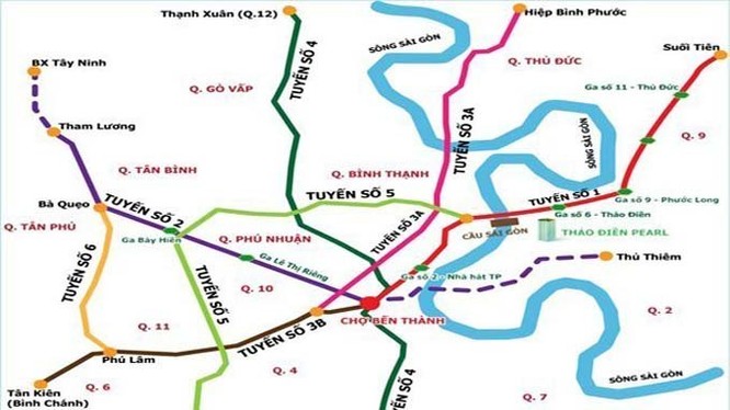 Sơ đồ các tuyến metro TP.HCM - Ảnh tư liệu