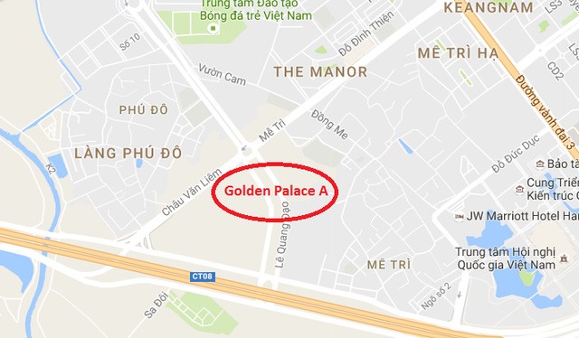 Golden Palace A tọa lạc ngay trên đường Mễ Trì, Nam Từ Liêm.