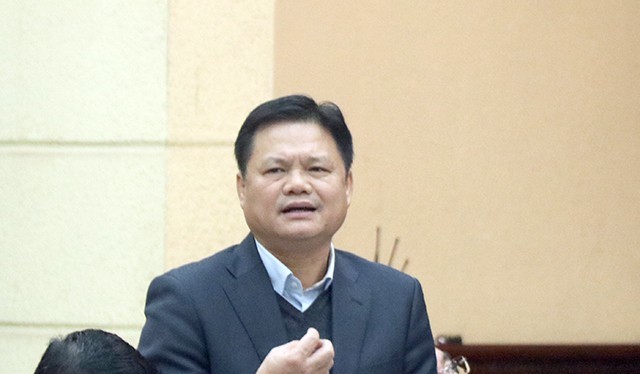 Ông Vũ Đức Bảo, Trưởng ban Tổ chức Thành ủy Hà Nội phát biểu tại hội nghị - Ảnh: Zing