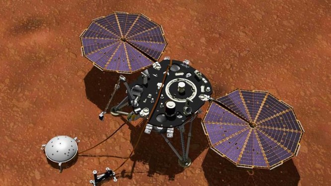 Tàu thăm dò sao hỏa InSight của NASA (Ảnh: BGR)