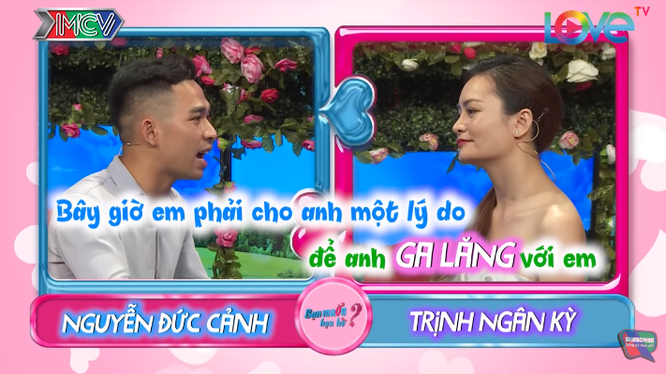 Cặp đôi Đức Cảnh - Ngân Kỳ đấu khẩu trong chương trình "Bạn muốn hẹn hò". Ảnh: Vietnamnet