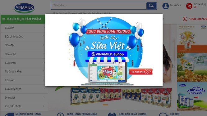 Vinamilk ra mắt website thương mại điện tử Giấc mơ sữa Việt