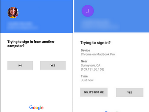 Google nâng cấp thông báo xác thực 2 bước