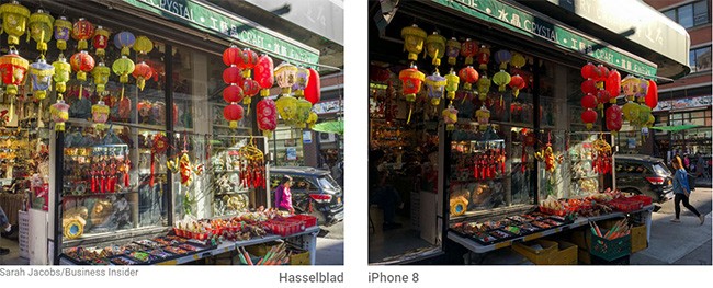 So sánh ảnh chụp giữa máy ảnh Hasselblad X1D và iPhone 8 Plus (ảnh: Business Insider)