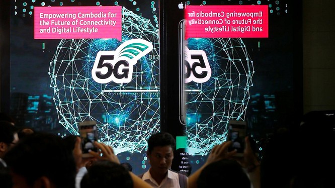 Lễ ra mắt mạng 5G tại công ty Viễn thông thông minh Axiata ở Phnom Penh, Campuchia ngày 8.7.2019