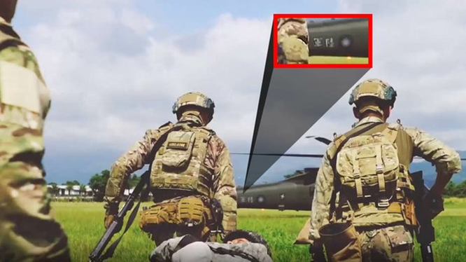 Hình ảnh trong phim EXCELLENCE: lính lực lượng đặc biệt Mỹ ở cạnh chiếc trực thăng mang chữ "Lục quân" và logo của quân đội Đài Loan, cho thấy họ đang hoạt động trên đất Đài Loan (Ảnh: Lianhe).