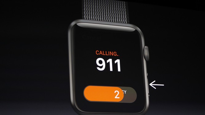 Tính năng liên lạc khẩn cấp trên Apple Watch có thể kích hoạt bằng một nút duy nhất. Nguồn: Engadget