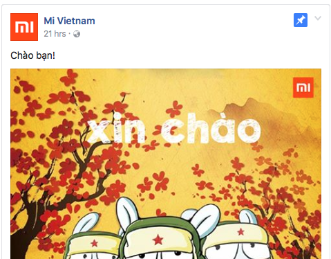 Status đầu tiên của fanpage Xiaomi tại Việt Nam