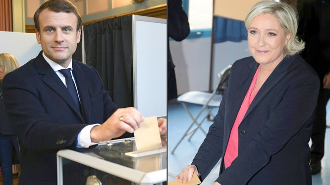 Hai ứng viên Tổng thống Pháp: Ông Macron và bà Le Pen