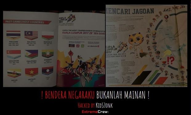 Giao diện các trang web bị thay bằng hình ấn phẩm kèm theo thông điệp "Bendera Negaraku Bukanlah Mainan" - nghĩa là "lá cờ quốc gia chúng tôi không phải là một trò chơi"