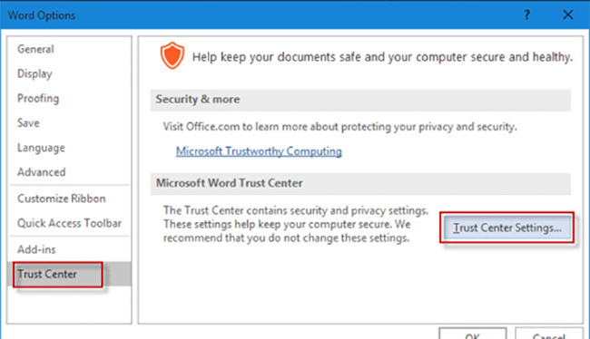 Hãy mở Microsoft Office, bấm vào biểu tượng chương trình để cài đặt ngăn chặn 