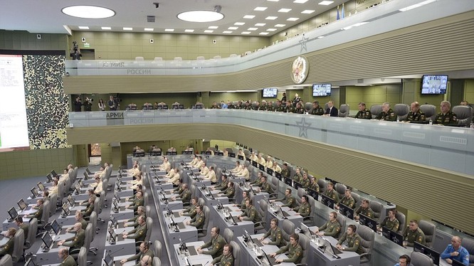 Một góc Trung tâm chỉ huy quân đội Nga, nơi ông Putin điều hành chiến dich quân sự tại Syria