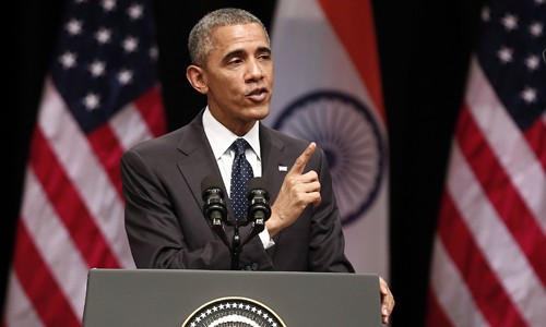 Tổng thống Obama phát biểu tại New Delhi, Ấn Độ, hôm 27/1. Ảnh: Reuters