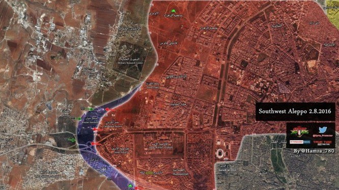 Bản đồ chiến sự quận Nam Aleppo ngày 02.08.2016