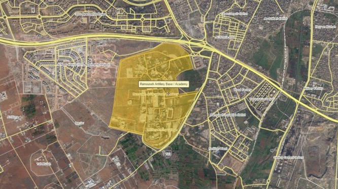 Bản đồ căn cứ pháo binh Ramousa, Nam Aleppo