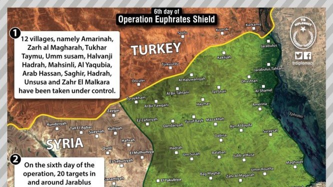Tổng quan tình hình chiến dịch Lá chắn Euphrates của Thố Nhĩ Kỳ.